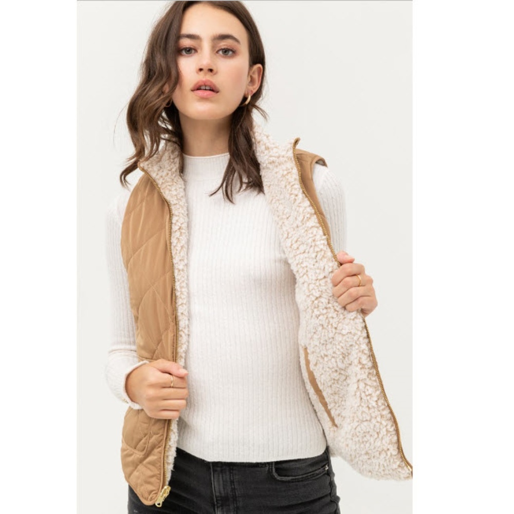 Reversible Sherpa Quilted Vest